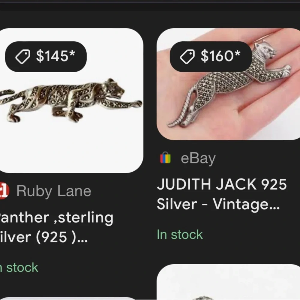 925 PANTHER LEOPARD EXQUISITE Marcasite Sterling Silver Signed Brooch Pin Gift - Picture 10 of 17